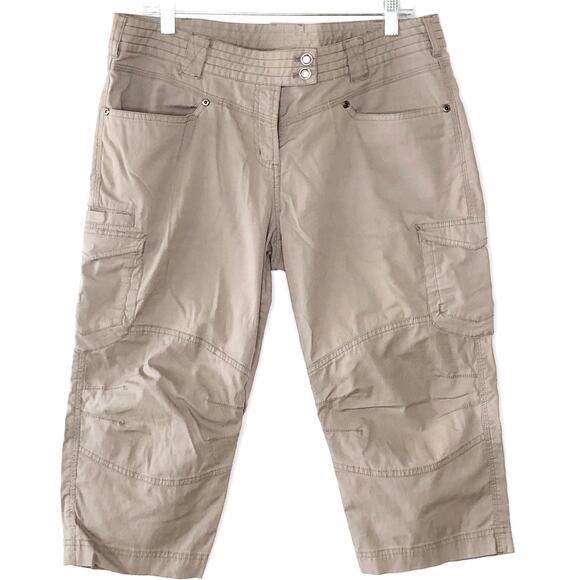 ExOfficio Capri Pants 12 Hiking Walking Outdoors Camping Tan Cargo Pockets - Picture 1 of 4